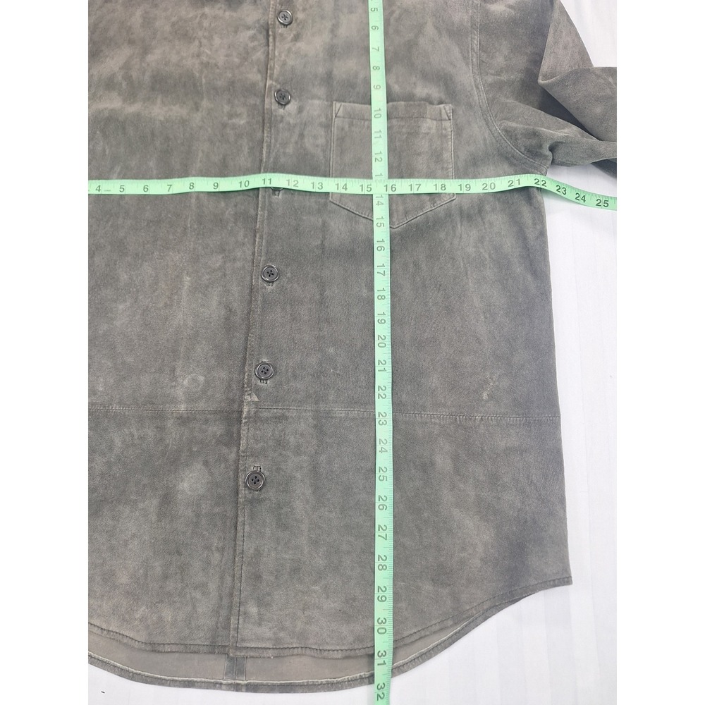 Joseph & Lyman Mens Medium Charcoal Grey 100% Suede Leather Button Shirt Jacket - Picture 3 of 5